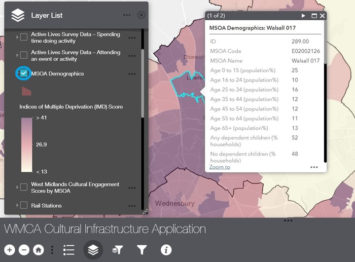 Screenshot of WMCA Cultural Infrastructure Application