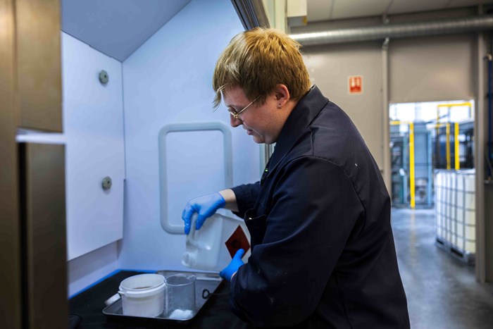 Apprentice James Cullin in action at his workplace ORAPI