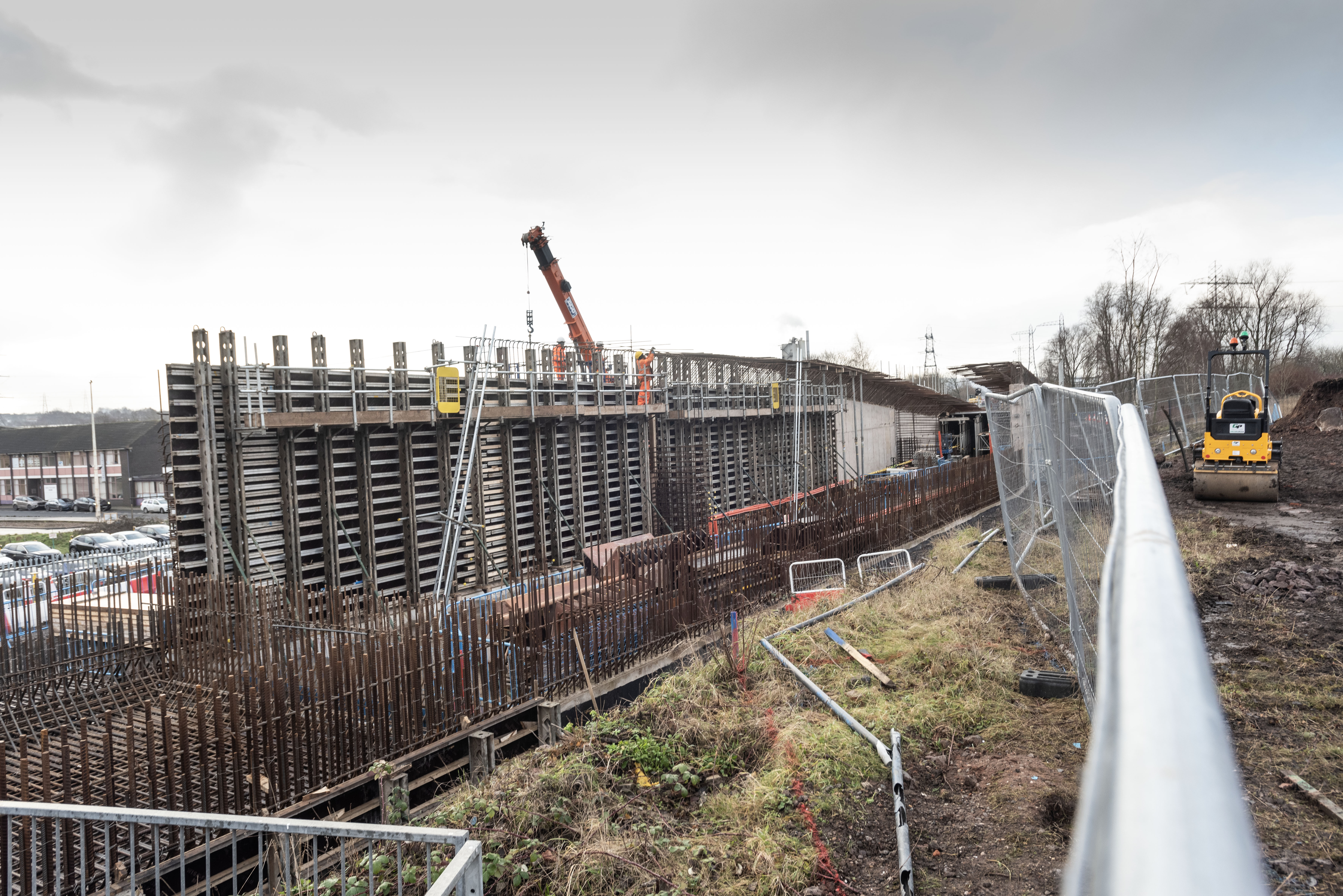Embankment being built for the new Metro extension from Wednesbury to Brierley Hill