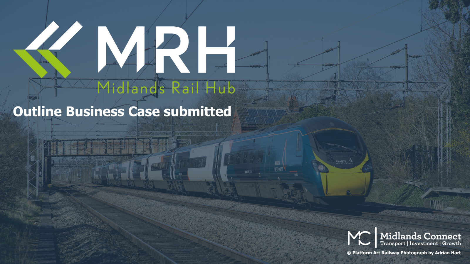 Midlands Rail Hub logo and train image