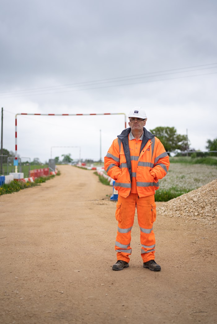 Geoff Carter at work on the HS2 construction site