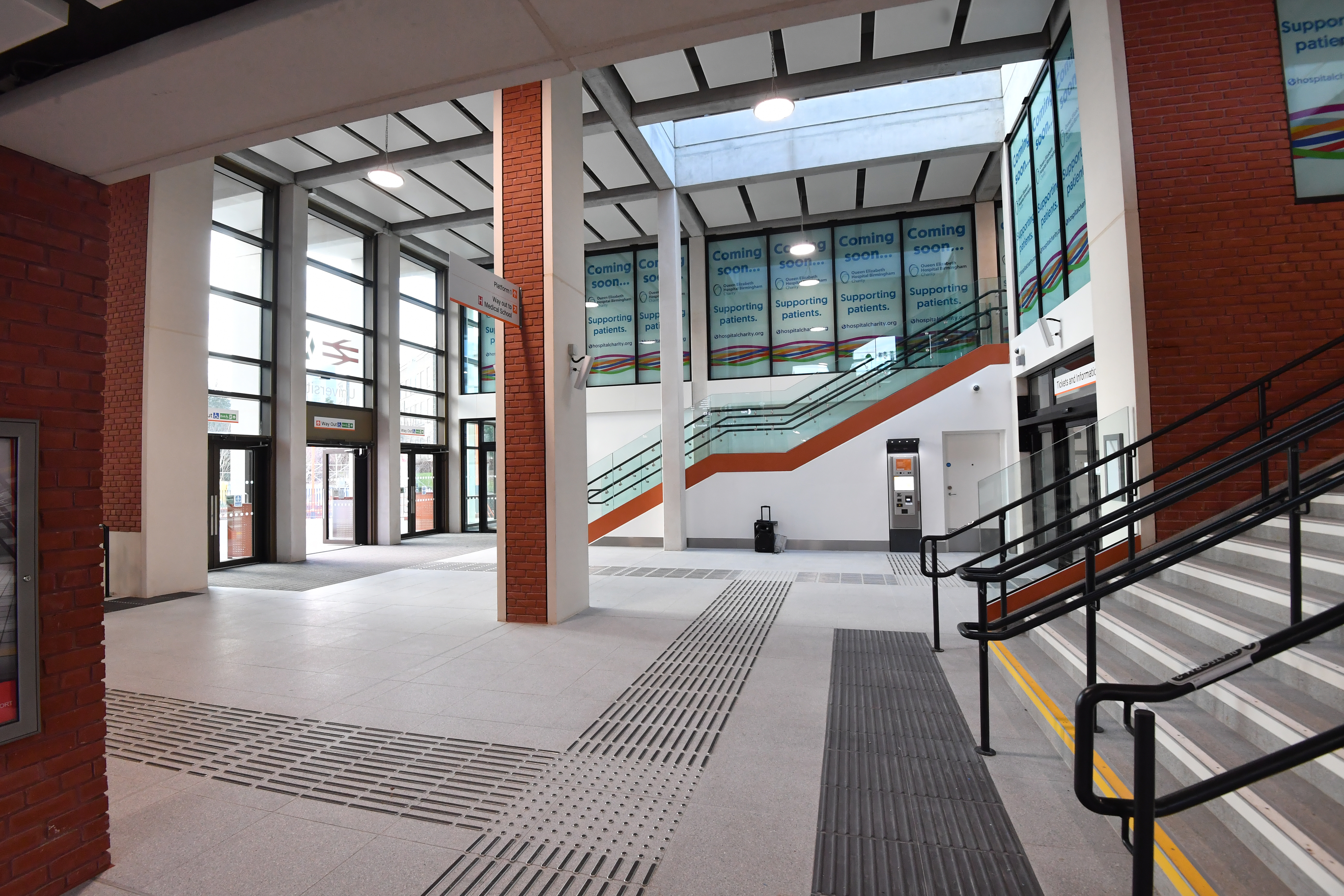 The wide open concourse and stairway of the new main station building