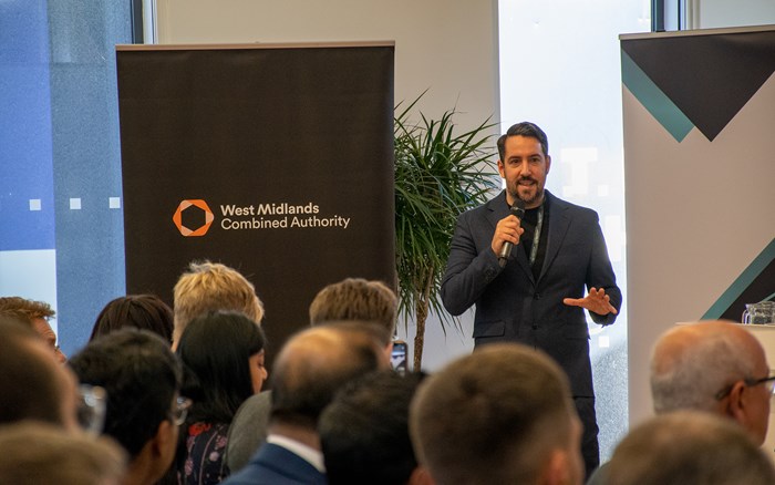 Yiannis Maos, founder and CEO of Birmingham Tech, speaking at WMCA event