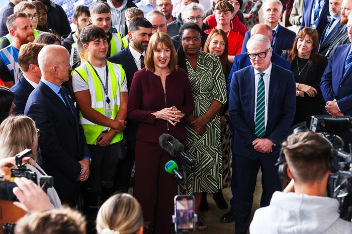 Chancellor Rachel Reeves alongside Mayor Richard Parker at Birmingham City Football Club.
