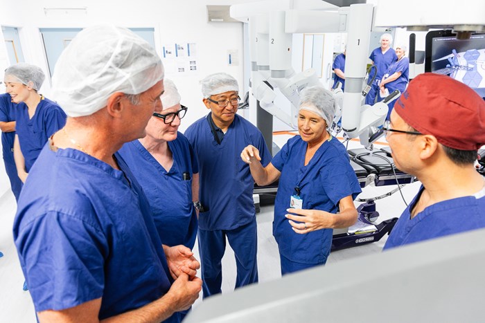 Peter Kyle, Secretary of State for Science, Innovation and Technology, Richard Parker, Mayor of the West Midlands, Dr Yat Li, Consultant Anaesthetist and Chief Clinical Information Officer RWT and Joe Chadwick-Bell, David Mak, Consultant Urological Surgeon.