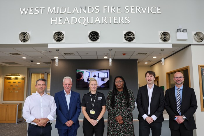 From left Julian Wilks, WMCA's remediation acceleration plan coordinator, Professor Mike Leanord - Birmingham City University, Area Commander Gemma McSweeney, head of protection for West Midlands Fire Service, Cllr Sharon Thompson, Deputy Mayor of the West Midlands, Leo Pollak, WMCA head of policy, housing, property & regeneration and Tim Galloway - deputy director, Building Safety Regulator
