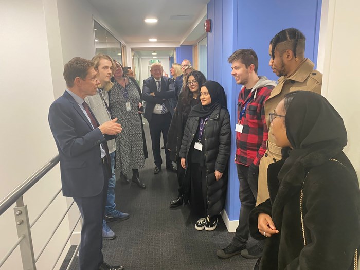 Andy Street, Mayor of the West Midlands, meets staff at Birmingham's Firstsource offices.