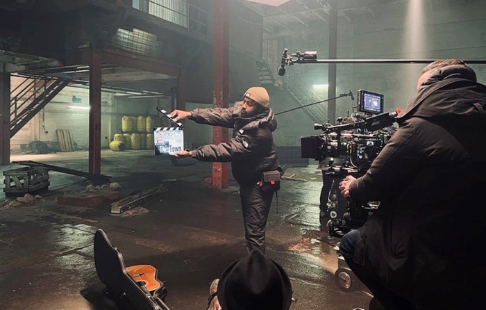 Sador in action on the set of 'This Town'