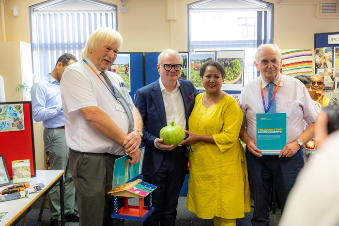 From left: Ray Nock, leader of Sandwell Council, Richard Parker, Mayor of the West Midlands, Jaswinder Kaur, who runs the community allotment in Tipton and Cllr Ken Parsons, Sandwell Council's cabinet member for housing and deputy leader