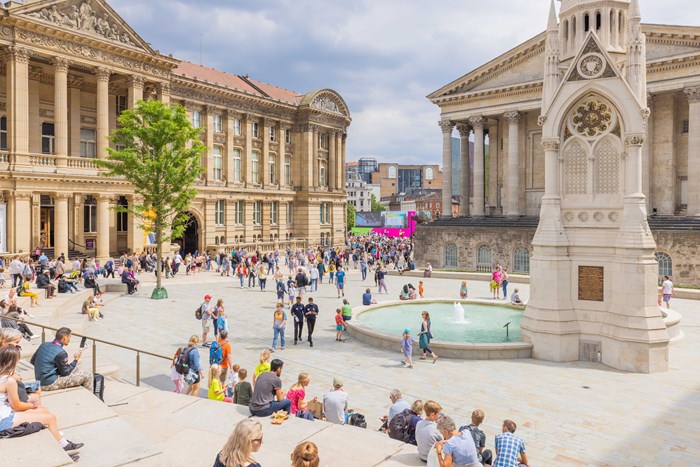 Visitors in Birmingham's Chamberlain Square