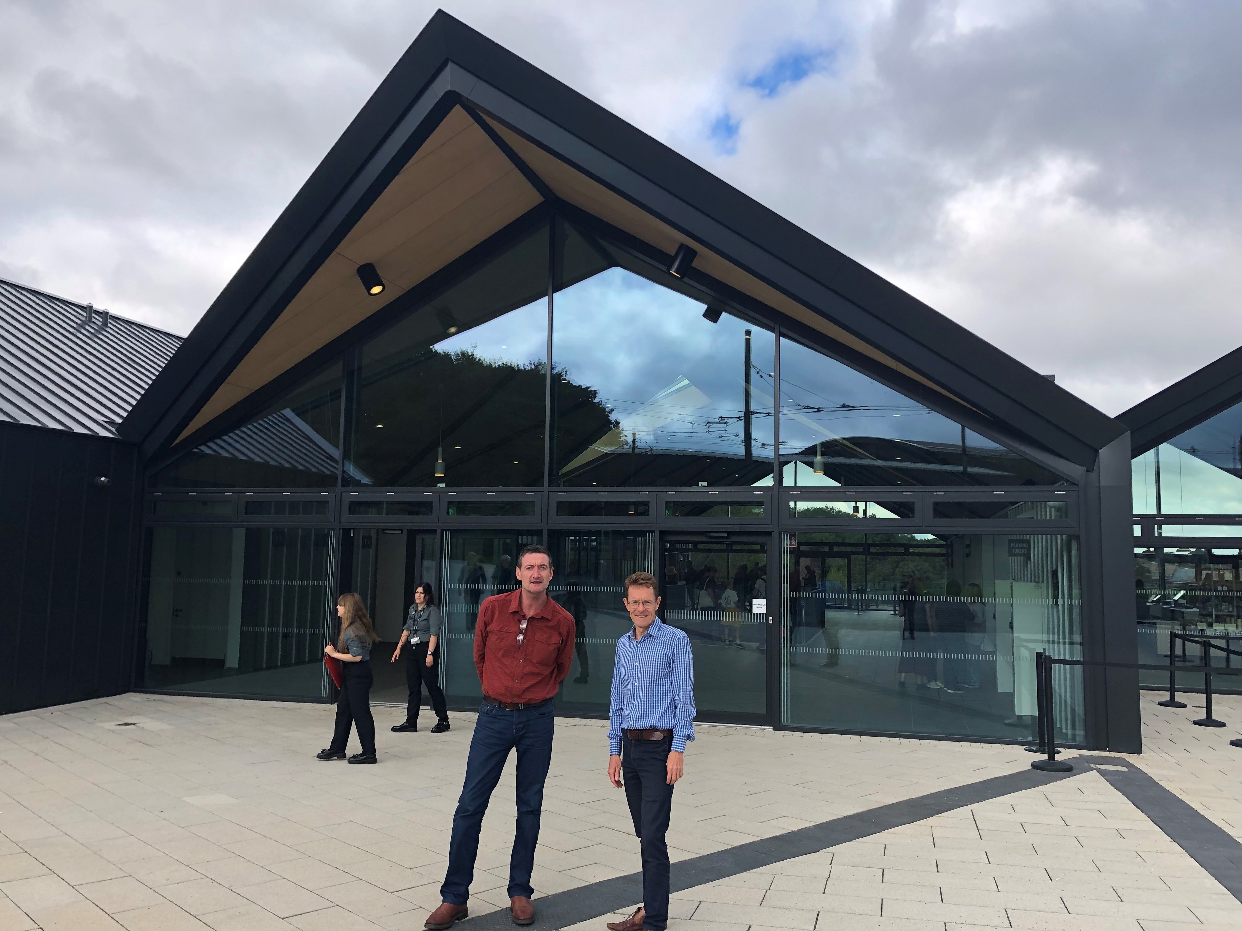 Andrew Lovett (left), chief executive at Black Country Living Museum and Andy Street, Mayor of the West Midlands, outside the Black Country Living Museum's new visitor welcome centre