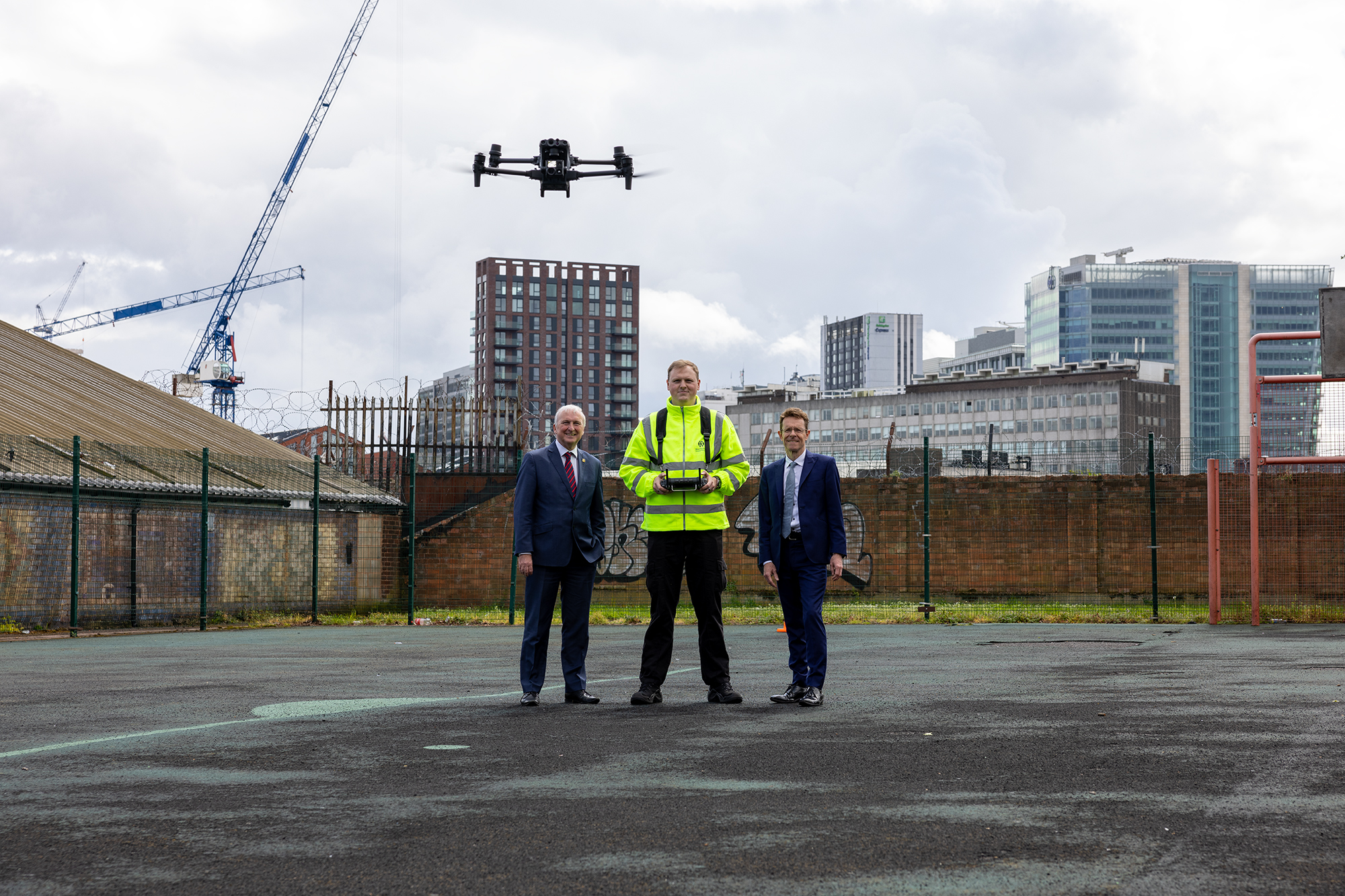 Image caption: Cllr Ian Ward, drone pilot and Andy Street, Mayor of the West Midlands and chair of the WMCA.
