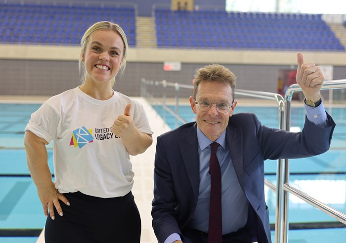 Ellie Simmonds with Mayor Andy Street giving the new centre the thumbs up