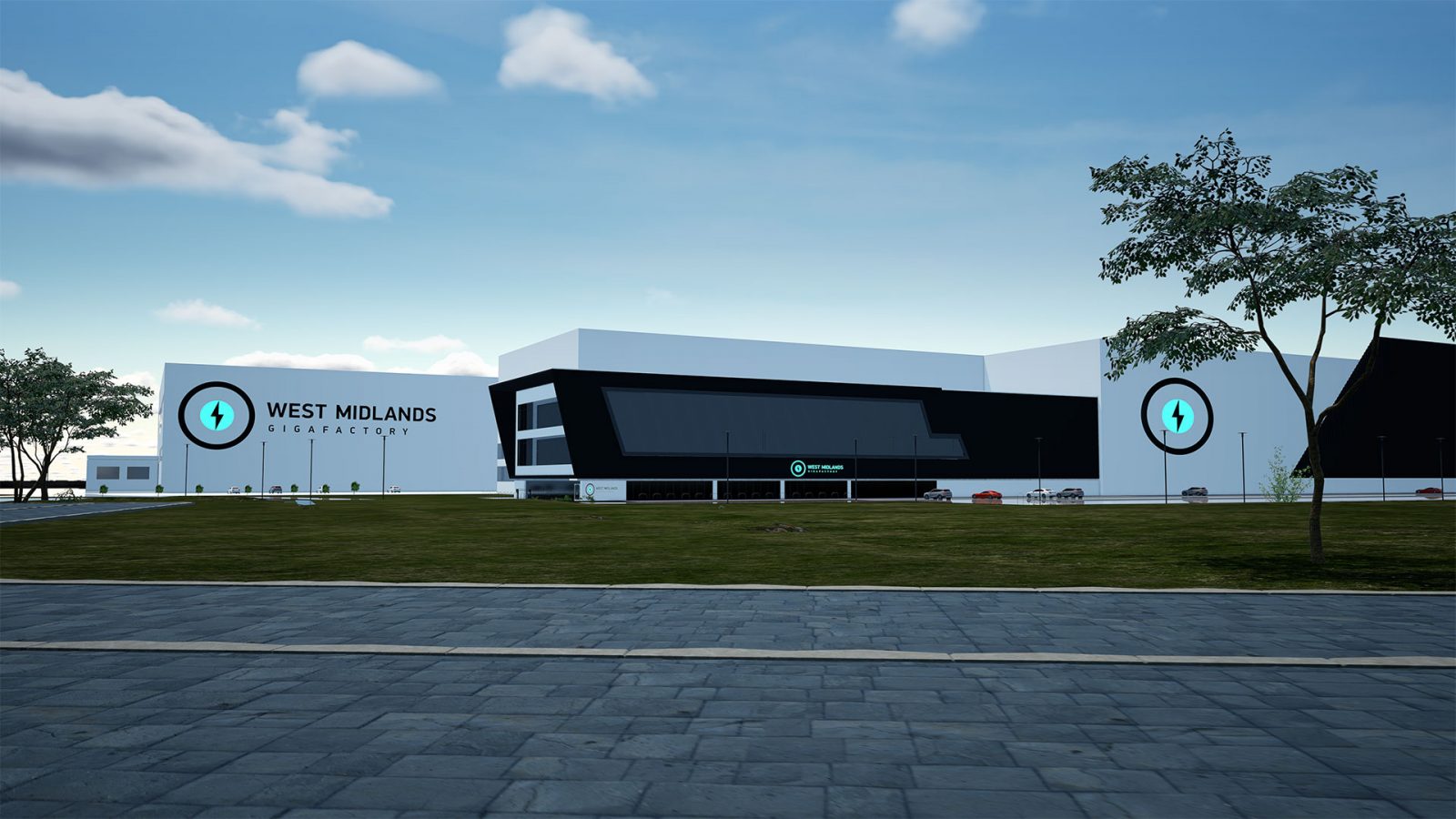 A CGI of how the gigafactory at Coventry Airport could look