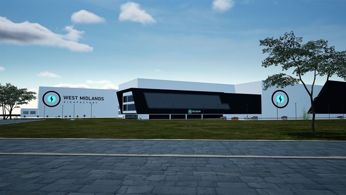 A CGI of how the gigafactory at Coventry Airport could look